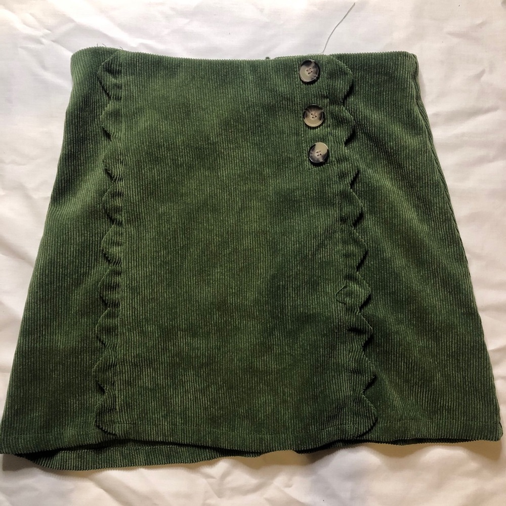 Girls Green Corduroy Skirt